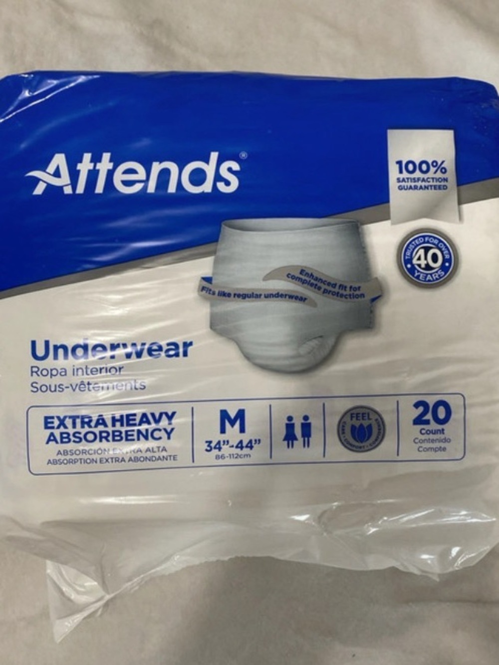 Menβs Extra Heavy Absorbency Briefs - White, Medium